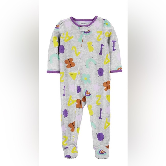 Carter’s Girls Long Sleeve Footed Pajamas - Picture 1 of 2